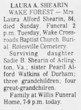 NORTH CAROLINA OBITUARIES K Z